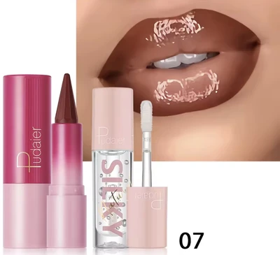 שפתון 2 צבעים+גלוס